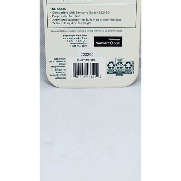 Samsung Galaxy S22 5G Onn Protect 8' Drop Protection Case | Raised Side Grip - Picture 4 of 6